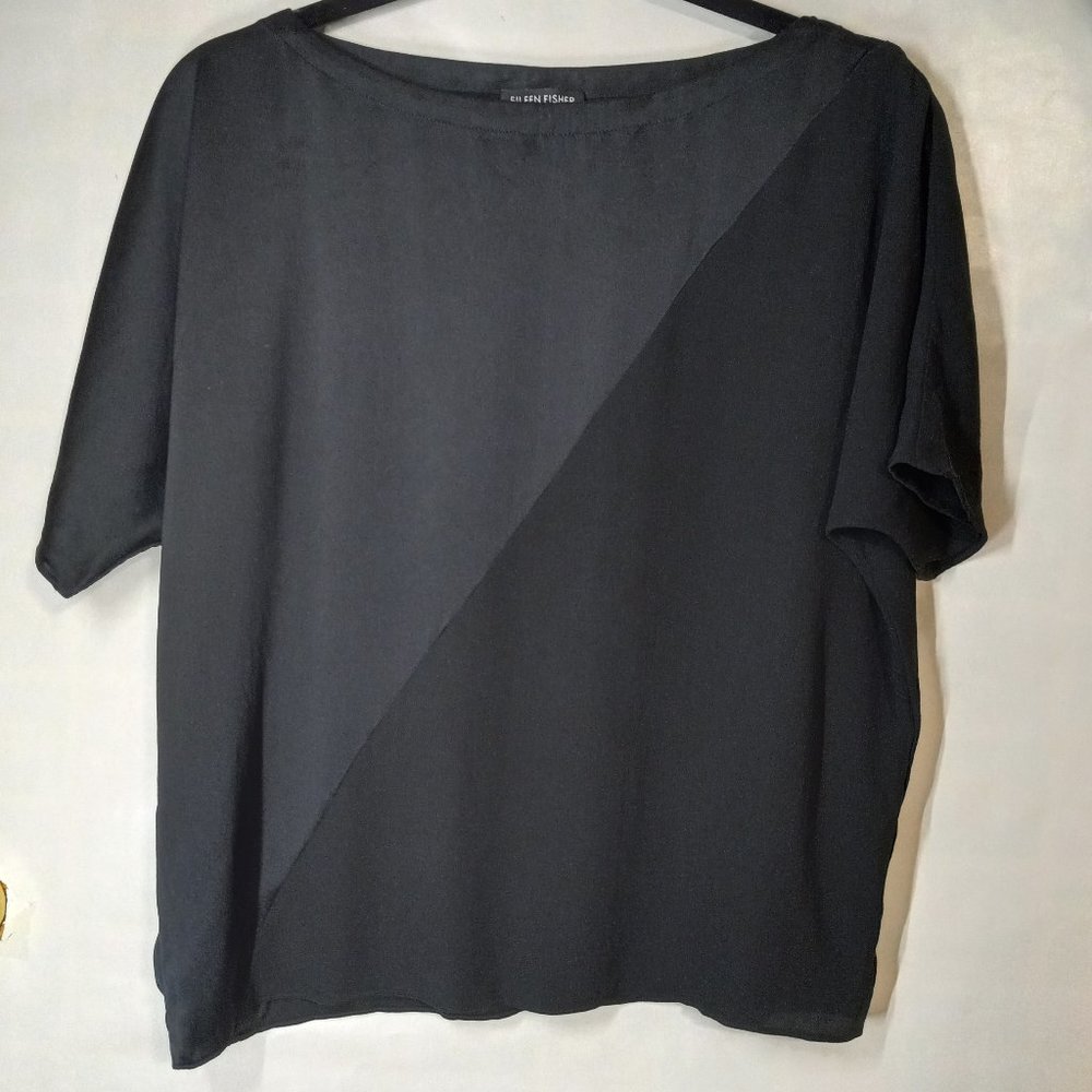 Multi textured dolman silk top